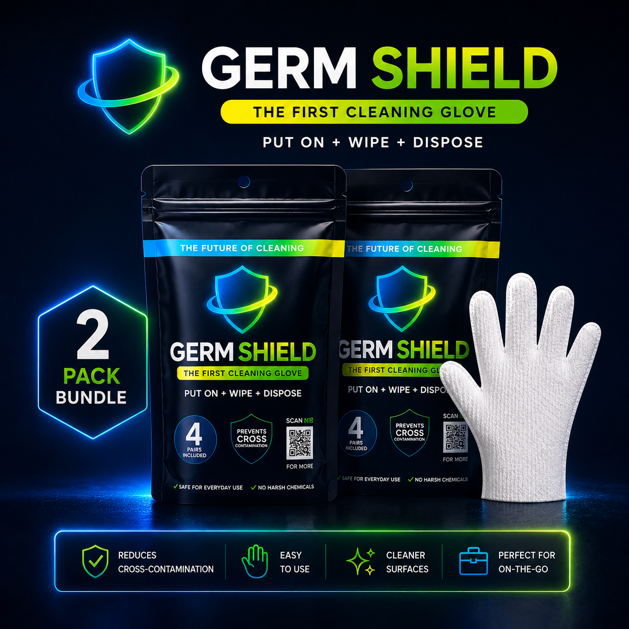 Germ Shield Wipes - 2 Pack Bundle